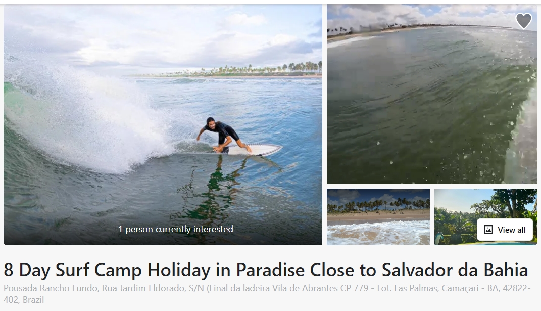 Surf vacation, surf camp, surf sports travel Bahia Brazil