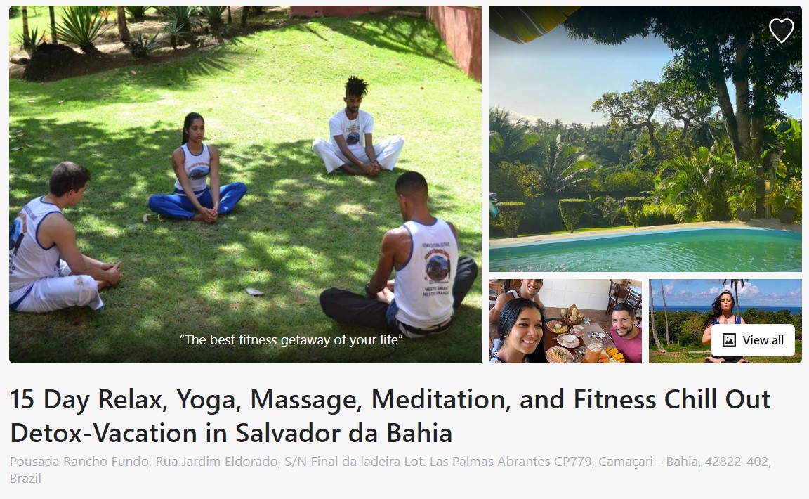 Viagem de Relaxamento, Yoga, Massagem, Meditação e Fitness Chill Out Detox ferias na Bahia.